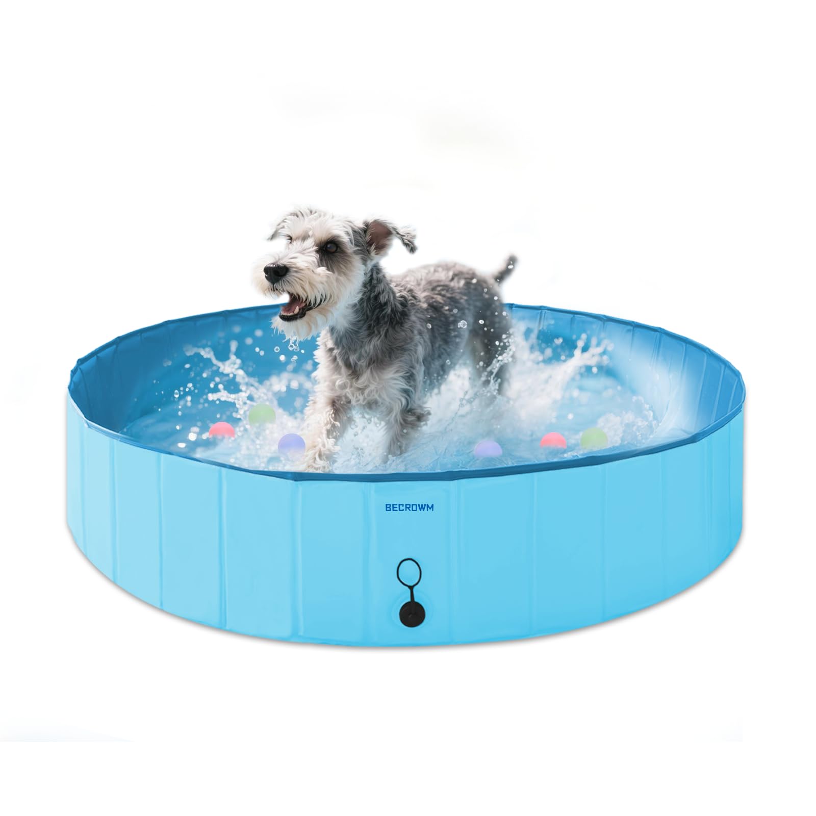 Photo 1 of BECROWM Foldable Dog Pool,Outdoor Pools with 6 Silicone Balls,Portable Dog Pools for Large Dogs,Hard Plastic Pool for Dogs Swimming in Summer (Blue, Small-32" x 8")