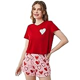 Laqeyko Womens Valentines Day Pajams Set Red Love