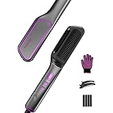 Hair Straightening Brush Hot Oil 9 Temp Ionic Hair Straightener Comb with LED Display, Fast Heating PTC Tech & Heat Shield, Auto Shut-Off Kaasage 2-in-1