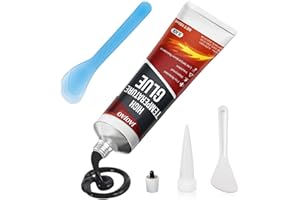 JAOJAO High Temp Silicone Sealant, Heat Resistant Glue High Temperature Sealant with Brush Glass Cooktop Repair Kit Fast Drying Waterproof for Oven, Microwave 100ml (Black)