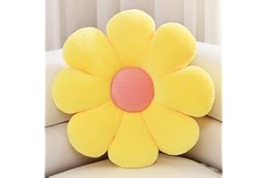 ZAKUN Flower Pillow, Daisy Flower Throw Pillows,29.5" Cute Flower Shaped Pillow Seating Cushion, Aesthetic Flower Decorative Pillows for Sofa Couch Bed Room Décor,Yellow