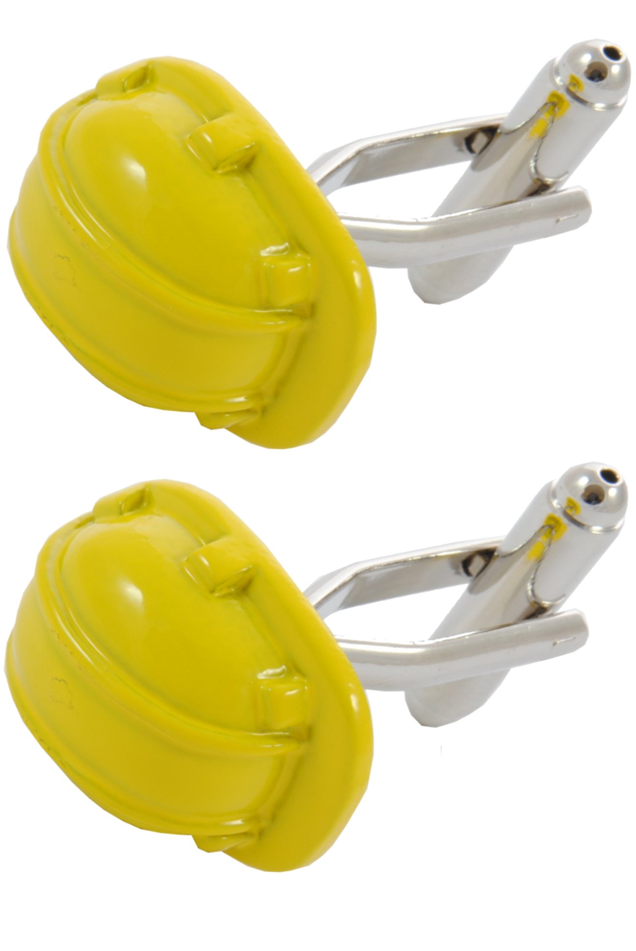 Cufflinks for Men + Presentation Box - Yellow - Hard Hat - Fun DIY Builder Construction Engineer Supervisor - One Pair