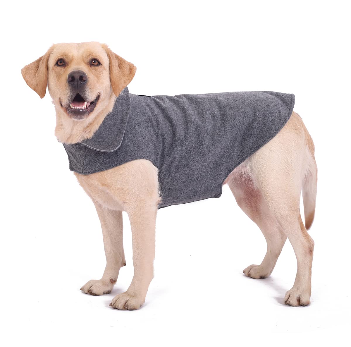 Fleece Dog Coat Pet Jacket Reflective for Cold Weather for Extra Large to Small Pets(Grey,S)