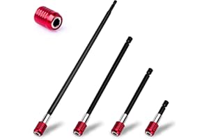 GEGRATERWA Drill Bit Extension 4 Pcs Magnetic Bit Holder 2/4/6/12" Bit Holder Extender for Impact Drill