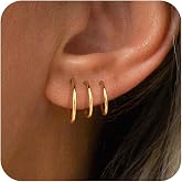 CHESKY 14K Gold Plated Triple Illusion Huggie Stud Earrings | Double Hoop Earrings, Dainty Gold Claw Earrings, One Hole Huggies, Cute Everyday Jewelry, Gift for Women