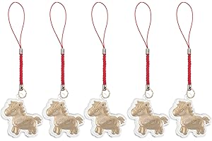 JEWEDECO 5pcs Mobile Phone Charms Set with Horse Pendant, Cute Kawaii Phone Strap Accessories for Women,