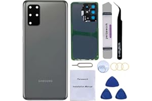 Perzework OEM Rear Back Glass Replacement for Samsung Galaxy S20+ Plus 6.7 inches with Reparing Toolkit and Pre-Installed Adhesive (Cosmic Gray)