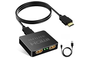 DAYUME 4K HDMI Splitter Adapter 1 in 2 Out for Dual Monitors Screen Switcher, 4K HD 1080P Audio Video Adapter, for Mirroring/Duplication Only (NOT Extend), with HDMI/USB Cable, for TV, Monitors, Laptop