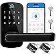 Keyless Entry Door Lock with Handle: Olumat Smart Lock with Fingerprint - Keypad Lock with App Control - for Front Door, Garage, Home, Office, Rental