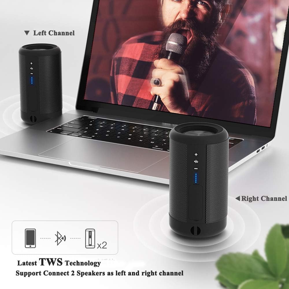 ATSOUND Portable Bluetooth Speaker IP65 Waterproof Powerbank TWS HIFI Black - Image 4