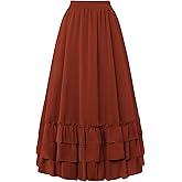 Scarlet Darkness Maxi Skirts for Women Long Renaissance Skirt Flowy Ruffle Tiered Skirt