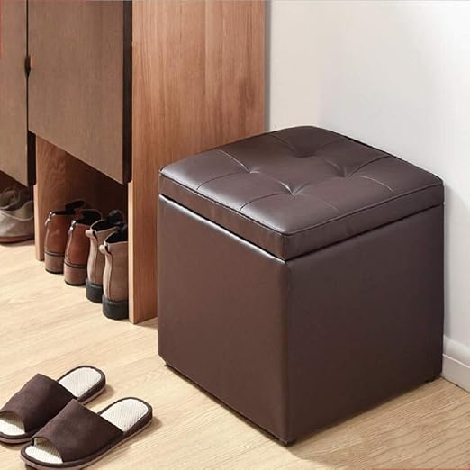 Amazon Com Copper Pu Leather Ottomans Simple Modern Storage Ottoman Wood Faux Leather Foot Stool Foot Rest Storage Stool For Living Room Brown 40x40x40cm 16x16x16 Home Kitchen