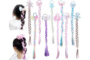 Yosbabe 10Pcs Long Braided Wigs Princess Hairpiece Rapunzel Wig Elsa Braid Girls Cosplay Headband Hair Dess up Accessories for Girls Toddler (C)