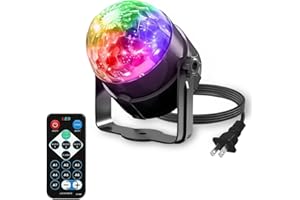 Mslitely Disco Ball with Remote Strobe Light, DJ Party Lighting for Home Room Dance Birthday Halloween Karaoke Stocking Stuffers New Years Eve Christmas Parties Decorations(1 Pack)