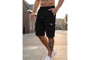 Men's Hiking Cargo Shorts with Drawstring Waist Multi-Pocket Lightweight Breathable