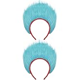 KINTOMG 2 PCS Blue Fuzzy Costume Headbands for Kids and Adults-Halloween Christmas Festival Theme Party World Book Day Cosplay Costume Accessories