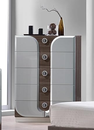 Amazon Com Milan Edinburgh Zebra Wood Grain 5 Drawer Chest