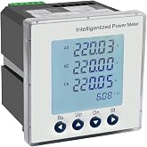Intelligent Power Meter Multi-Function Three Phase 3-Wire 4-Wire Electricity Meter 3-Phase Electric Active Energy Meter High Precision Digital Ammeter Watt Meter with RS485 and LCD Display