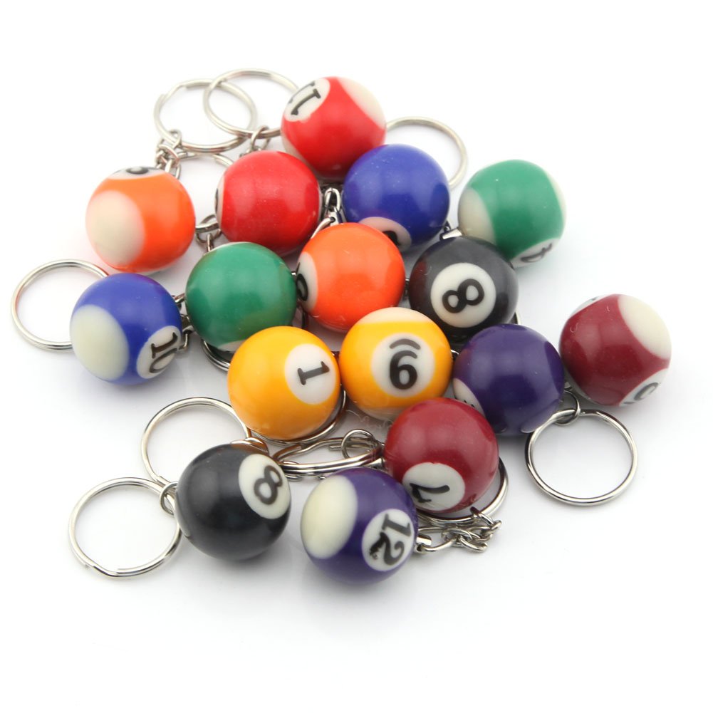 Owfeel 16 Assorted Colorful Billiards Pool Ball Keychain Amazon.co.uk