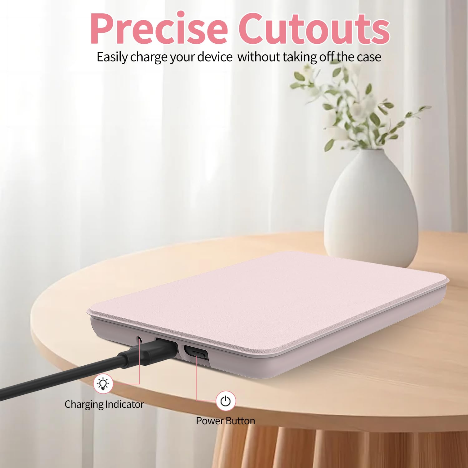 Case for All-New 6 inch Kindle (11th Generation, 2024/2022 Release), Sanyetral Slim PU Leather Cover with Magnetic TPU Back and Auto Sleep/Wake, Not for TCL Remarkable Kobo -Light Pink