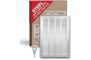 Fits 20x25 Duct Opening | Steel Return Air Filter Grille by Handua [Removable Door] for 1-inch Filters | Vent Cover Grill | White | HVAC Cold Air Intake Grille | Outer Dimensions: 22 5/8"W X 27 5/8"H