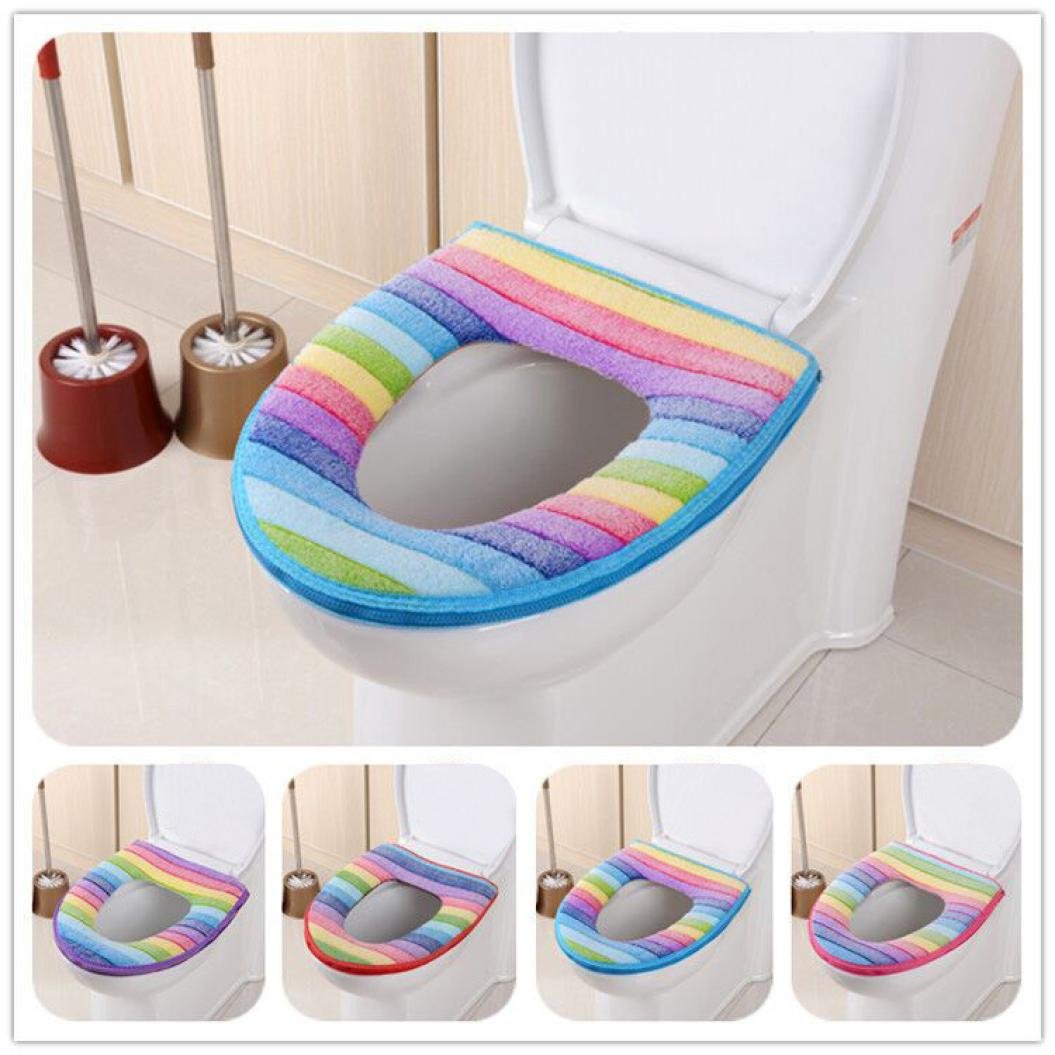 Clode® Toilet Seat Cover, 1PC Stripe Bathroom Rainbow Color Toilet Seat