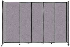Versare Straightwall Sliding Portable Wall Partition | Freestanding Office Dividers | Locking Wheels | Temporary Room Separator | 11'3'' Wide x 7'6'' Tall Cloud Gray Fabric Panels