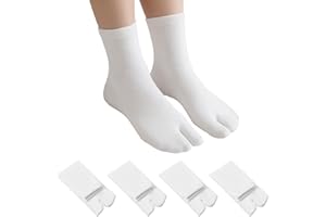 Andibro 4Pairs Japan Tabi Socks for Flip Flop, Japanese Elastic Cotton Split Toe Socks for Men Women Geta Samurai