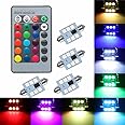 578 LED Bulb 41mm 42mm 212-2 211-2 578 Festoon LED Bulbs 16 Colors RGB with Remote Control Replacement for Map Dome License Plate Courtesy Lights Lamps (Pack of 4)
