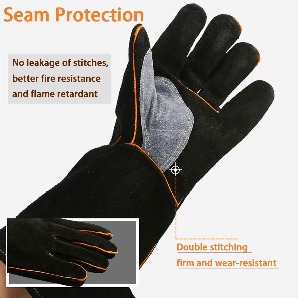 YOUYA Extreme Heat & Fire Resistant Gloves Leather with Kevlar Stitching,Perfect for Fireplace Stove, Oven, Grill, Welding - Image 4