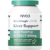 NYO3 Milk Thistle Liver Detox Supplement 400mg with Dandelion Root & Artichoke Silymarin, 60 Capsules Liver Cleanse Liver Support Herbal Health Supplement, Antioxidant Support