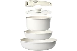 GiPP 5Pcs Pots and Pans Set Non Stick, Cookware Sets Nonstick Detachable Handle, Induction Kitchen Set Removable Handle, RV Cookware set, Oven Safe