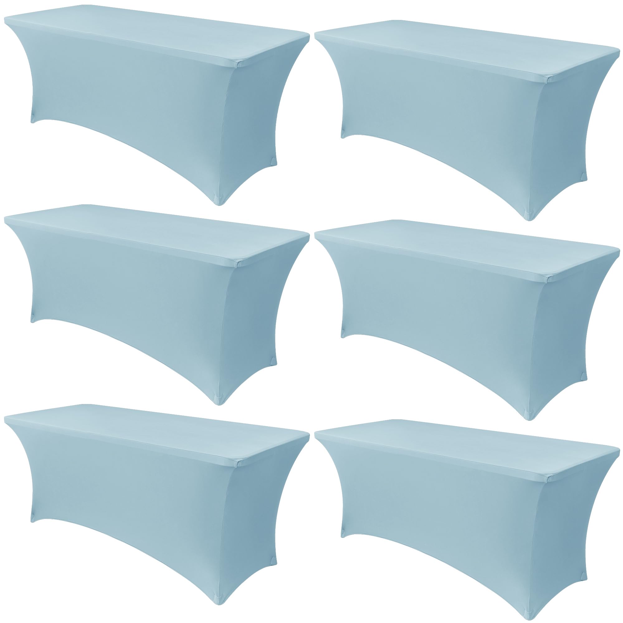 Photo 1 of Obstal 6 Pack Spandex Stretch Table Covers for 6 Foot Tables - 6 FT Rectangular Fitted Tablecloth Protector for Wedding, Banquet, Party (Dusty Blue, 72'' Length x 30'' Width x 30'' Height)