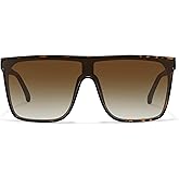 Fozono Trendy Square Oversized Sunglasses for Women Men Retro Flat Top Shield Sun Glasses UV Protection Once Piece Lens