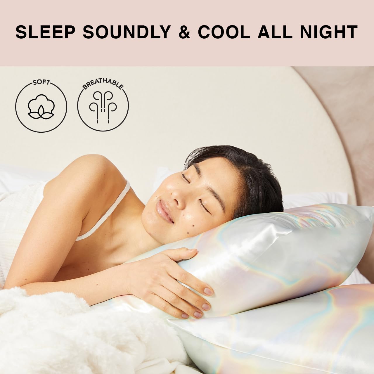 Kitsch Satin Pillowcase with Zipper for Hair & Skin - Softer Than Silk, Machine Washable, Wrinkle-Free - Queen/Standard (19x26) with Satin Scrunchie No-Damage Silk Hair Tie, Valentines Gift - Aura - Image 4