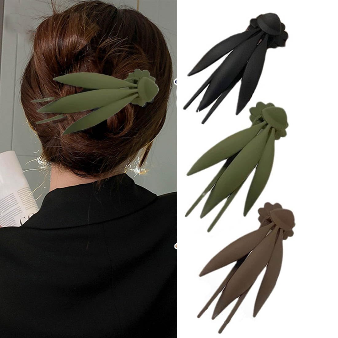 SINLOV 3Pcs Big Flat Hair Clips Colorful Wave Flower Hair Claw Clip No Slip Hair Clips Strong Hold Hair Barrettes for Women and Girls (Flower)