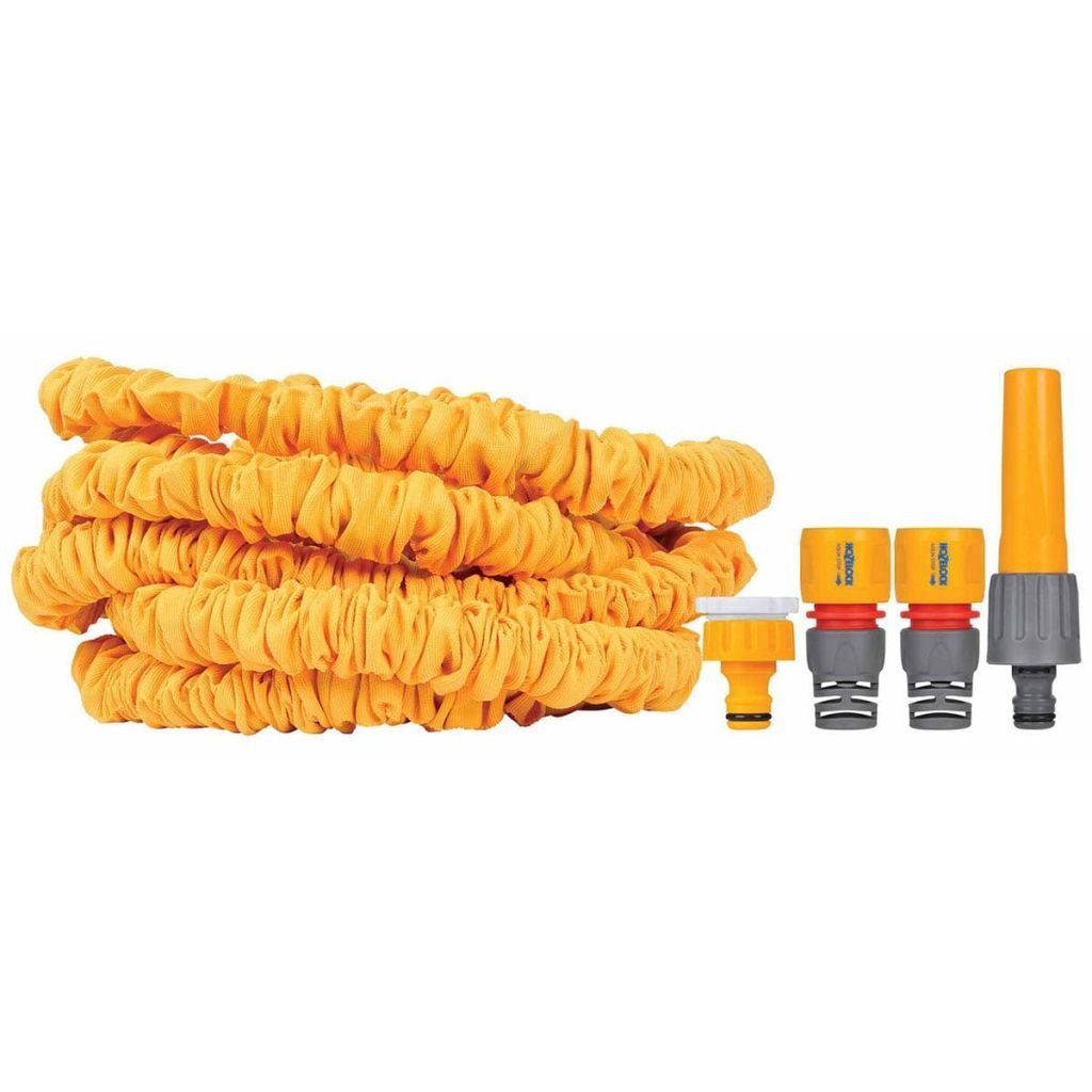 Hozelock Superhoze Expandable Hose + 2 Aquastop Fittings + 1 Yellow Watering Lance 40 m