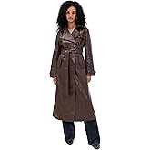 Madison the Label Women's Hutson Faux Leather Trench Coat, Choc, S