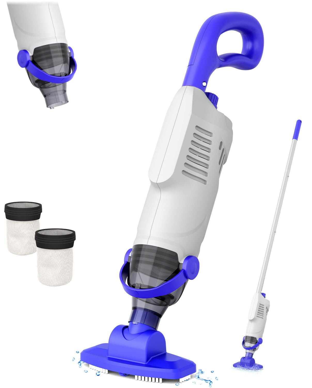 Photo 1 of Cordless Pool Vacuum for Above Ground Pool, 60W Rechargeable Handheld Pool Vacuum Cleaner with Pole & 18GPM Suction, Spa Vacuum for Hot Tub, Above Ground/Inground Pools
