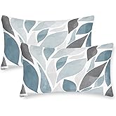 CaliTime Throw Pillow Cases Pack of 2 Cozy Fleece Falling Dahlia Floral Flowers Petals Decorative Cushion Covers for Couch Bed Sofa Farmhouse Decoration 12 X 20 Inches Smoke Blue Grey