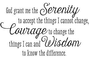 VANCETYNO God Grant me The Serenity to Accept The Things I Cannot Change Courage to Change The Things Vinyl Wall Decal Bible Scripture Inspirational Quotes Prayer Wall Art Letters Religious Home Décor
