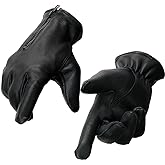 Milwaukee Leather SH866 Men's Thermal Lined USA Deerskin Leather Black Motorcycle Gloves w/Zipper Closure