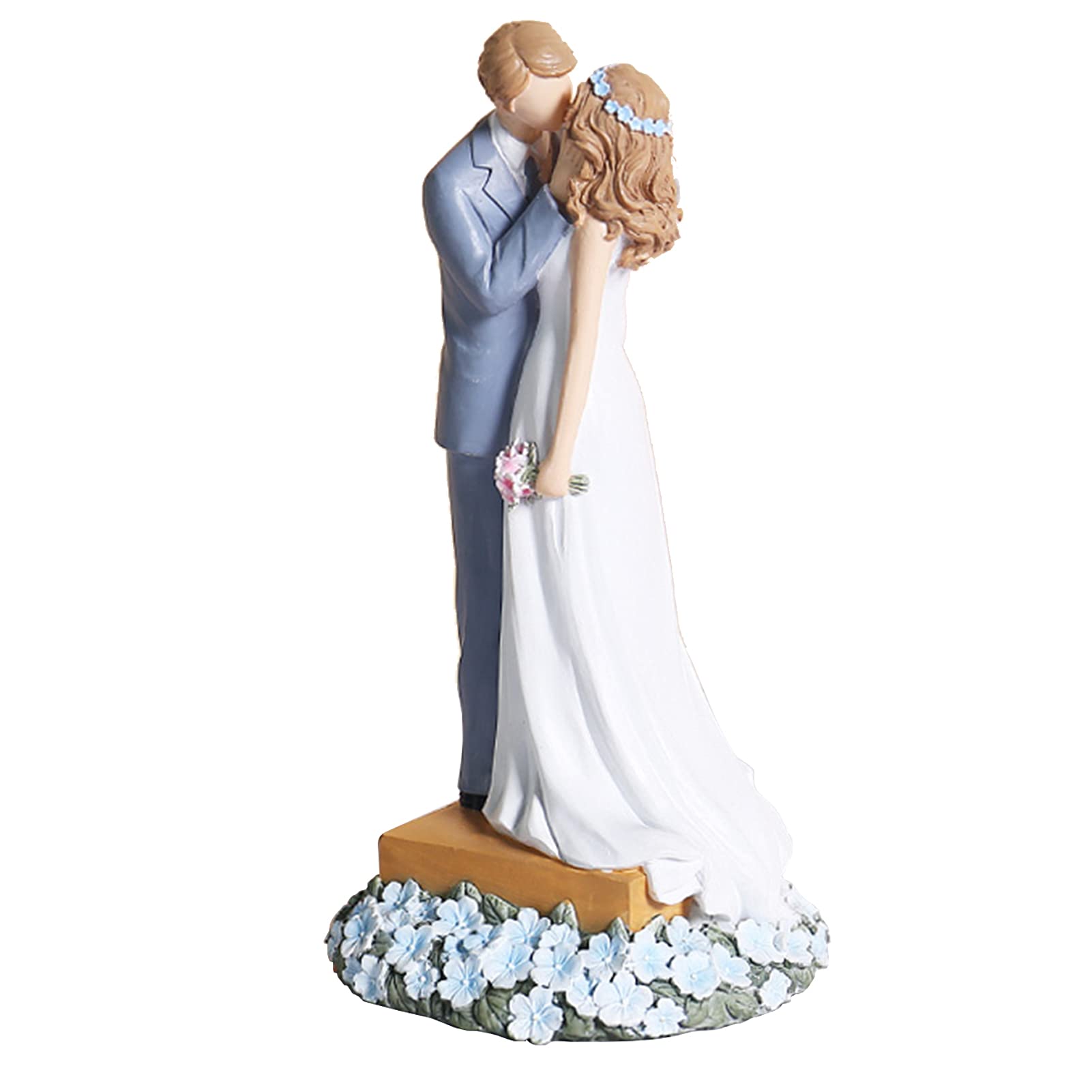 Fyearfly Couple Statue Wedding Cake Toppers, Bride and Groom Figurines Angel Wedding Figurines Collectible Figurines for Desktop Ornament Home Decor Wedding Gifts(1)