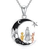 Flpruy 925 Sterling Silver Mother Daughter/Father Daughter/Couple Crescent Moon Pendant Necklace I Love You to the Moon and Back Jewelry Gifts for Family Women Daoghter Wife Girlfriend