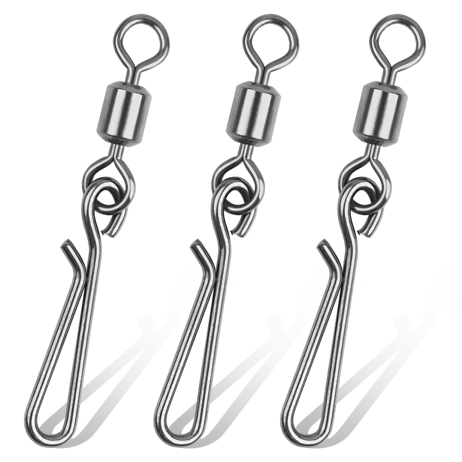 Fishing Swivels Snaps Rolling Swivel with Hanging Snap High Strength Quick Change Snaps Fishing Line Connector Freshwater Saltwater 2# 4# 6# 8# 10# (2#-50PCS)