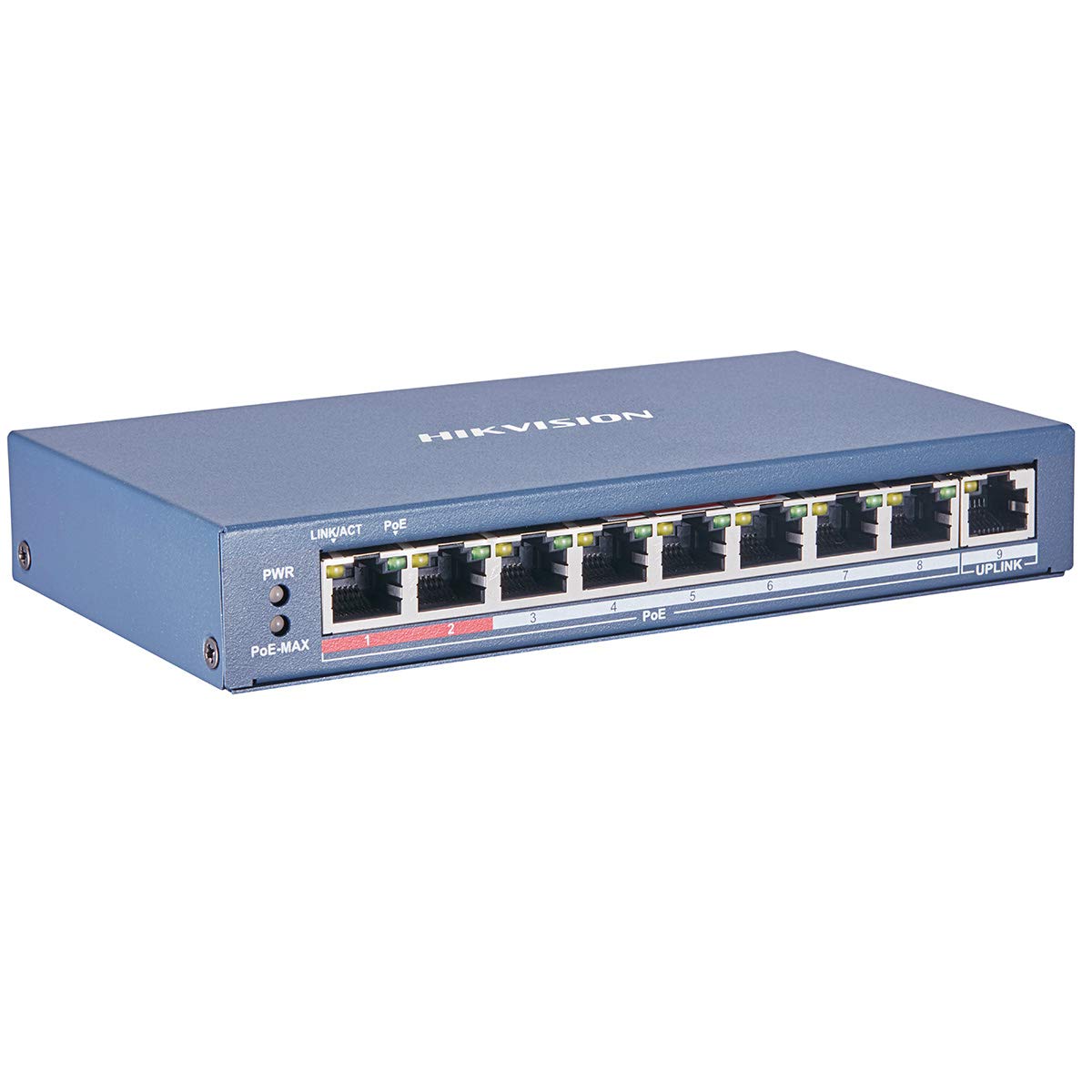 Switch Hikvision 8 Poe 10/100 m Unmanaged. +1 Uplink Port 100 m. 802.3af/at 2