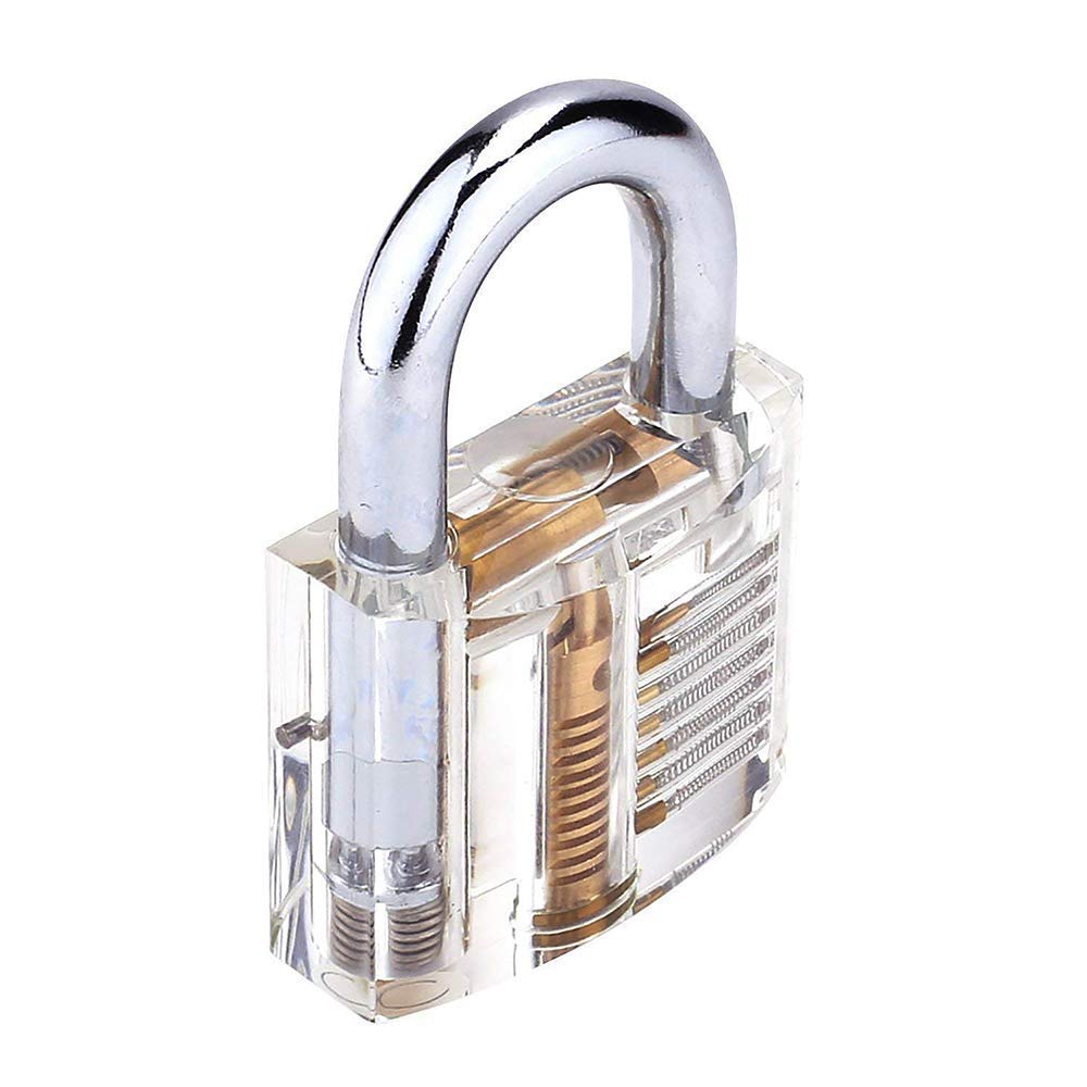 Loboo Idea Transparent Padlock, 50mm Training Lock Professional Cutaway Inside View of Practice Keyed Padlocks Training Skill Pick for Locksmith with 2 Keys