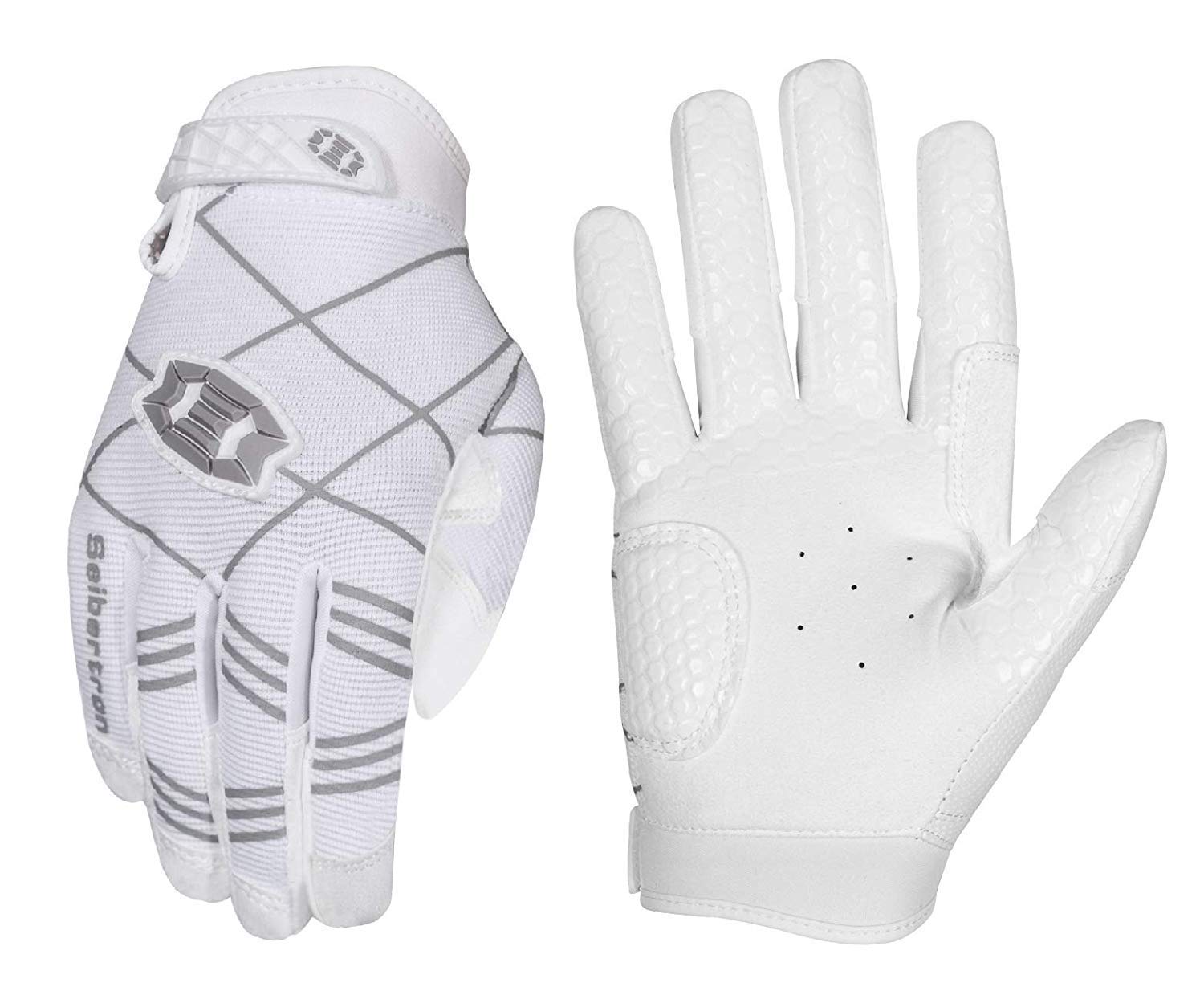 Seibertron B-A-R PRO 2.0 Signature Baseball/Softball Batting Gloves Super Grip Finger Fit For Youth White XS