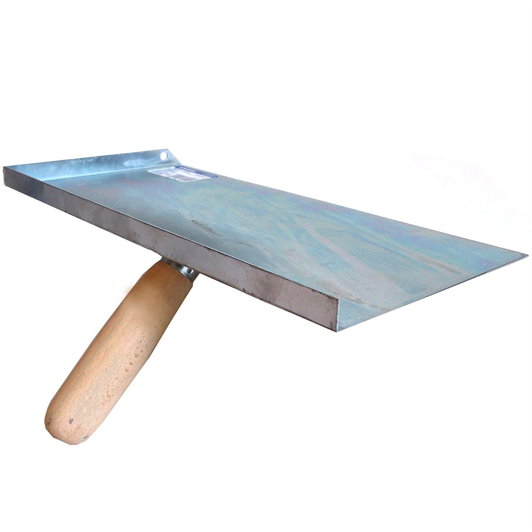 Proper Tools Mortar Holder with Wooden Handle - 150x300 mm - Galvanized Steel - for Pointing, Bricklaying, Jointing - Hawk, Shovel, Pointing Plate, DIY