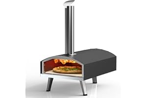 Disaenvir Pizza Oven Wood Pellet - 12 Inch Outdoor Pizza Ovens Wood Fired Pizza Maker, Portable Stainless Steel Pizza Grill with Pizza Stone for Backyard Outside Camping Picnics Garden Kitchen